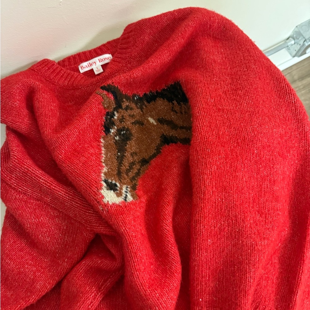 Bailey Rose Red Horse Sweater S